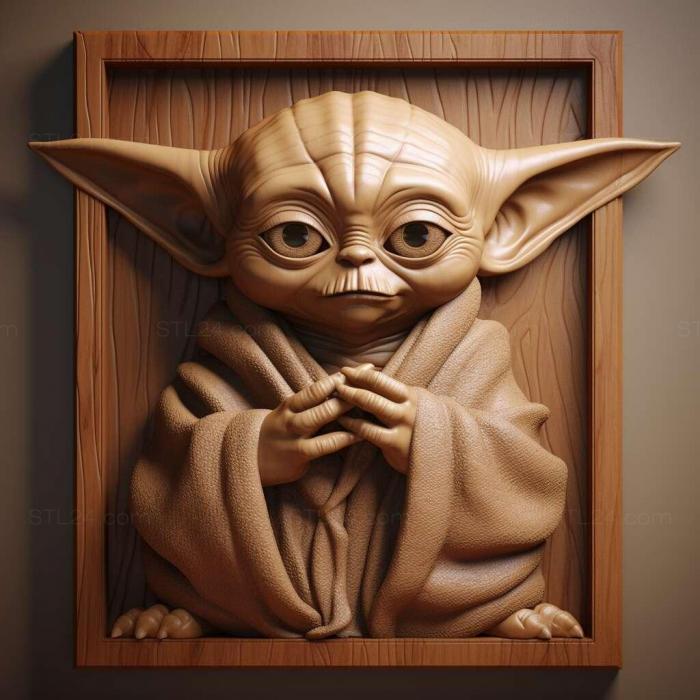 Characters (baby yoda 3, HERO_4011) 3D models for cnc
